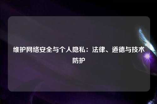 维护网络安全与个人隐私：法律、道德与技术防护